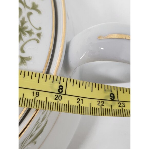 VTG Allegro Porcelain White Green Floral Vegetable Serving Dish Gold Trim Lidded - Picture 11 of 12